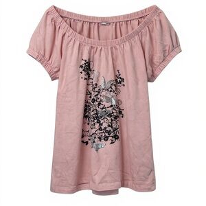 Y2K Light Pink Butterfly Top